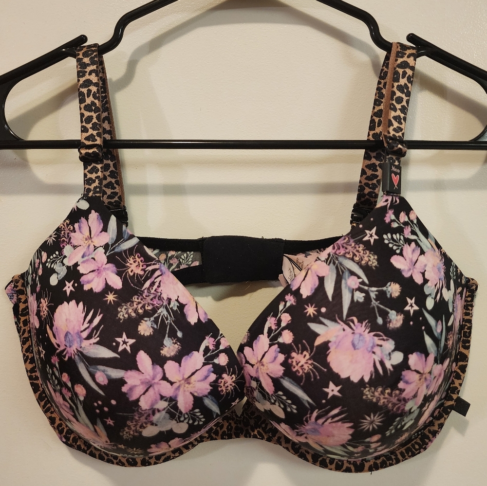 Victoria's Secret Black Floral Push Up Bra 36DD